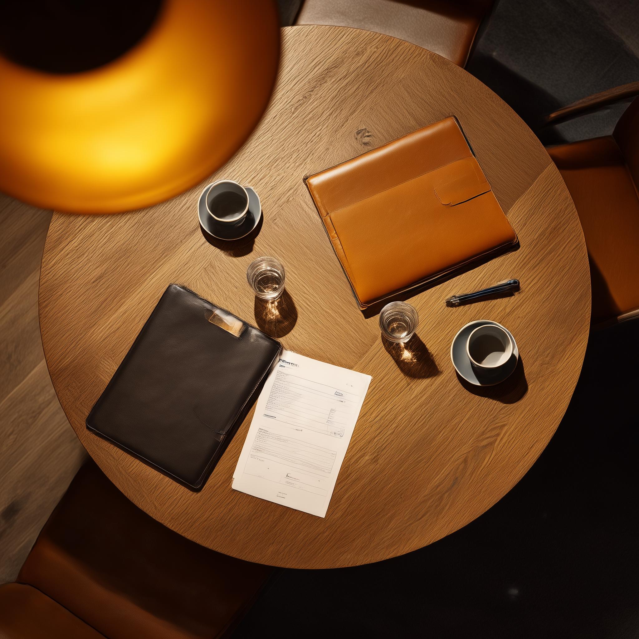 wooden table in a professional office